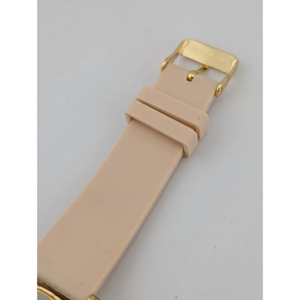 Simone Chic Watch Women 40mm Gold Case Nude Beige Silicone Band- New Battery